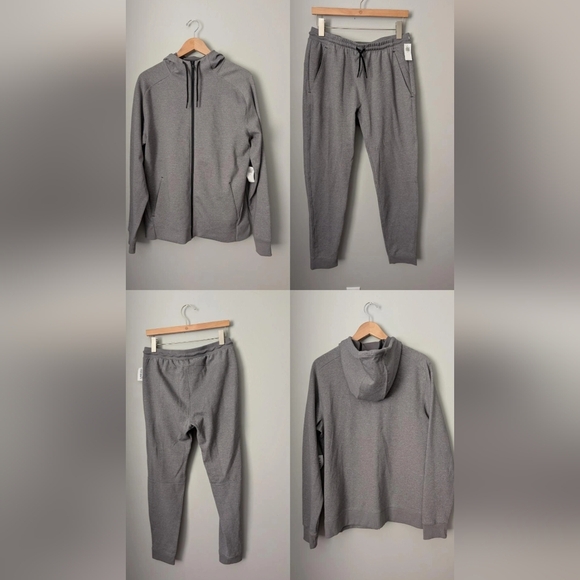Old Navy Heather Gray Hoodie and Joggers Set BNWT Large/Medium Dynamic Fleece - Picture 1 of 16